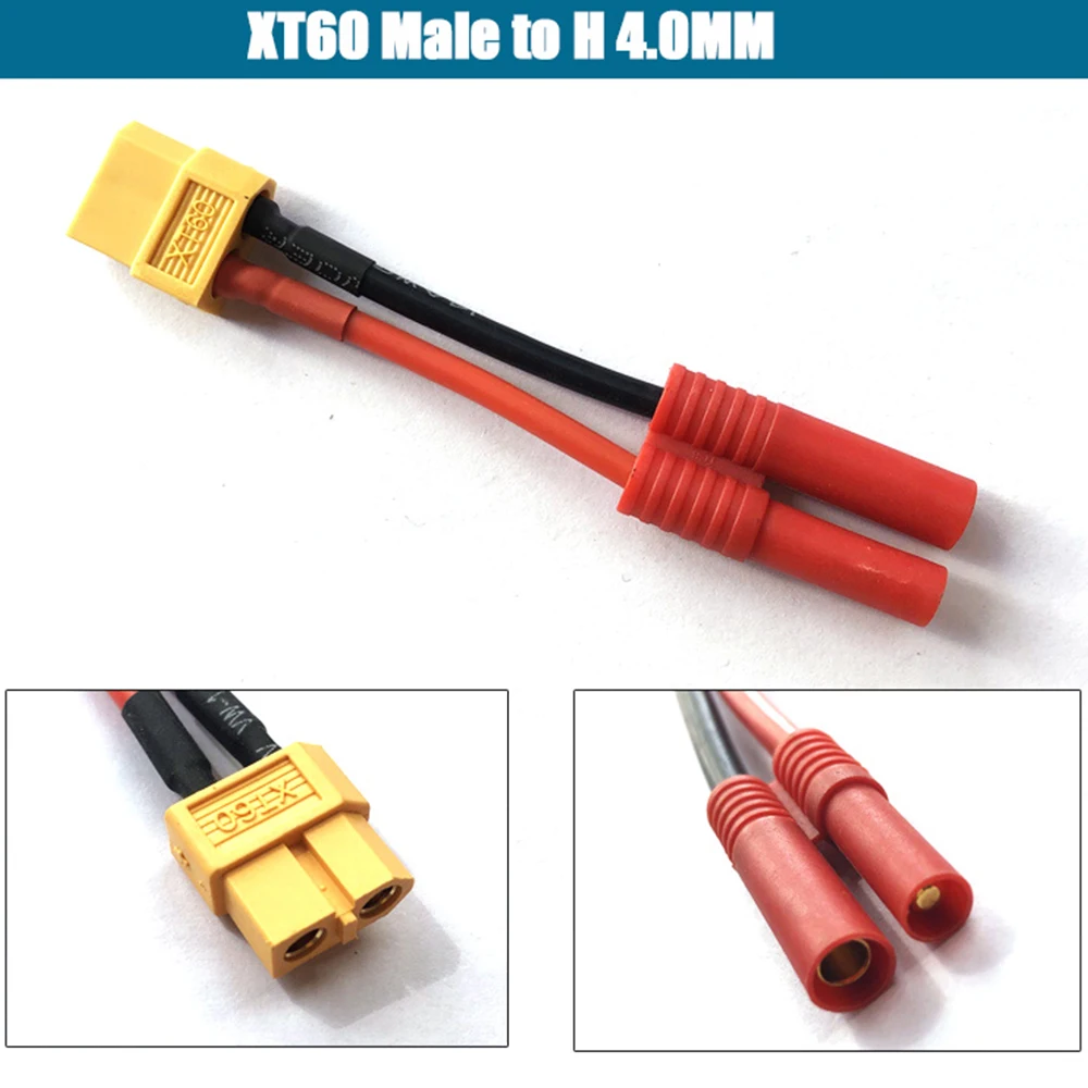 T Deans 4.0Mm 3.5MM XT60 EC5 EC3 JST SM Tamiya Plug Female Ke Male Adaptor Konektor 10 12 14 16Awg 10Cm untuk RC Lipo Baterai