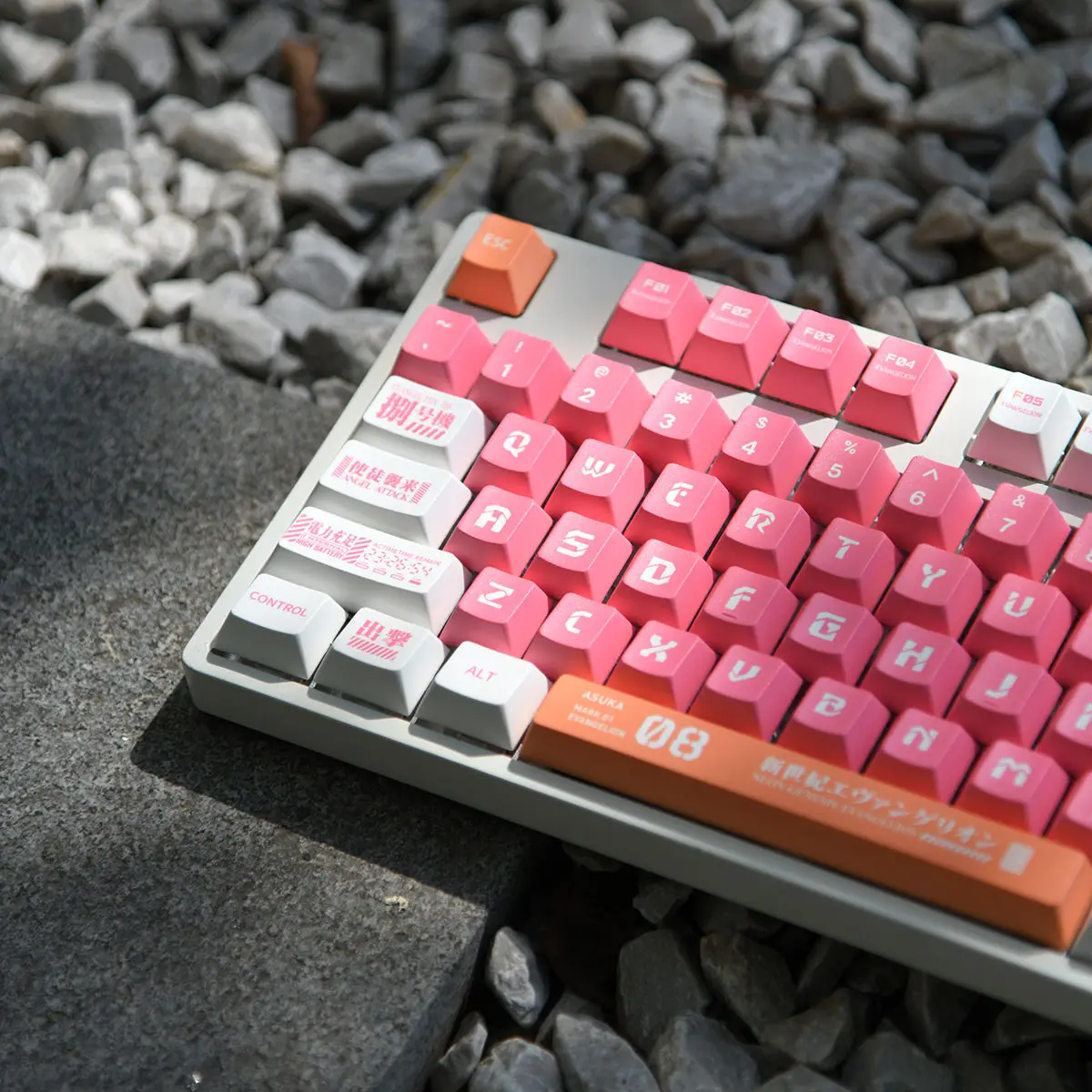 

Pink and white EVA129 key mechanical keyboard keycap personalized PBT five-sided sublimation CHERRY cherry original factory heig