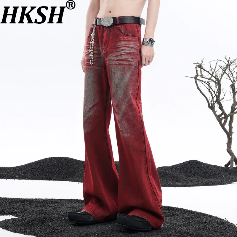 

HKSH Spring Autumn New Men Flared Floor-Length American High Street Jeans High Street Niche Denim Pants Chic Ins Fashion HK17265