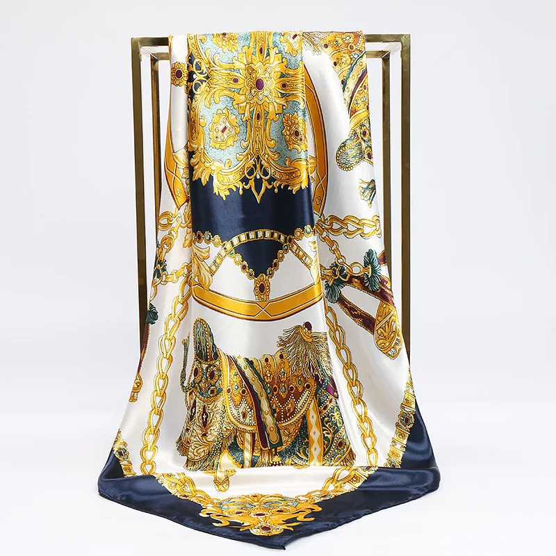 

Chain Printed Large Square Scarf Malay Scarf with Bag Versatile Small Silk Scarf FJ005 Fashion Commuter