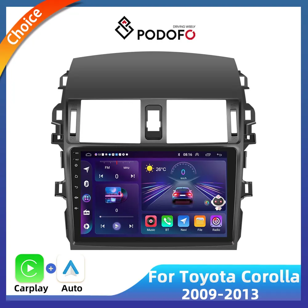 

Podofo For Toyota Corolla 2009-2013 Car Radio Multimedia Player Video Navigation Stereo GPS Android No 2din 2 din dvd Head Unit