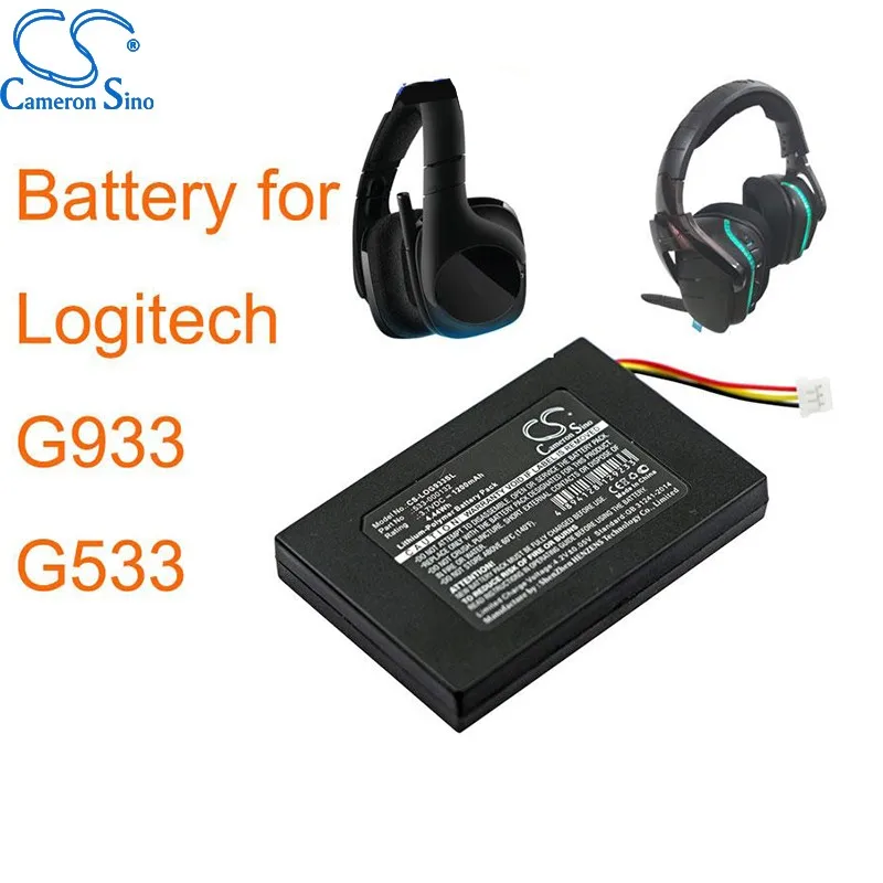 Imagem -03 - Bateria Cameron Sino 1200mah de 533 000132 para Logitech G533 G933 G933s Bateria de Fone de Ouvido sem Fio Li-polímero