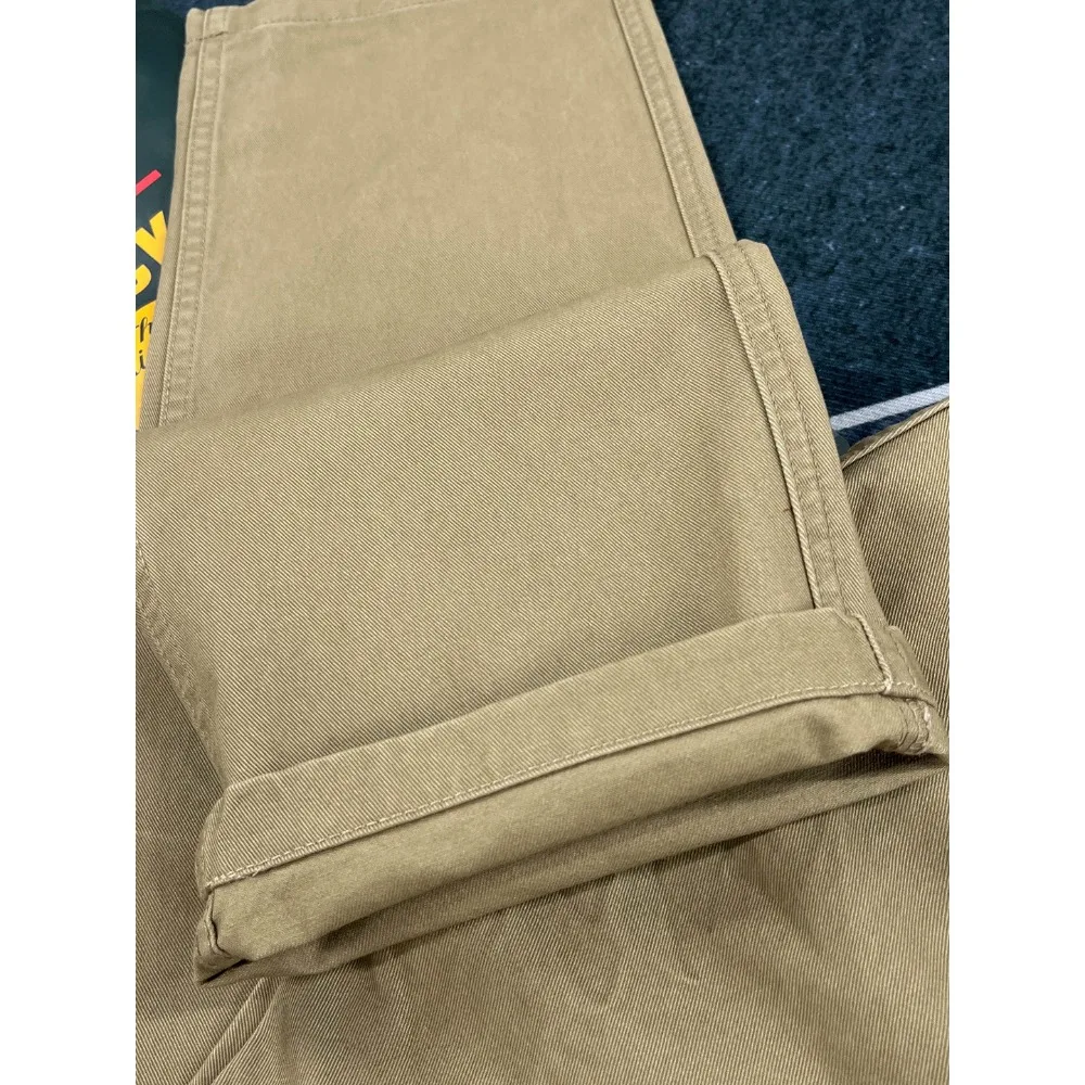 남성용 100% 면 캐주얼 바지, 가을용 두꺼운 미국 레트로 스트레이트 바지