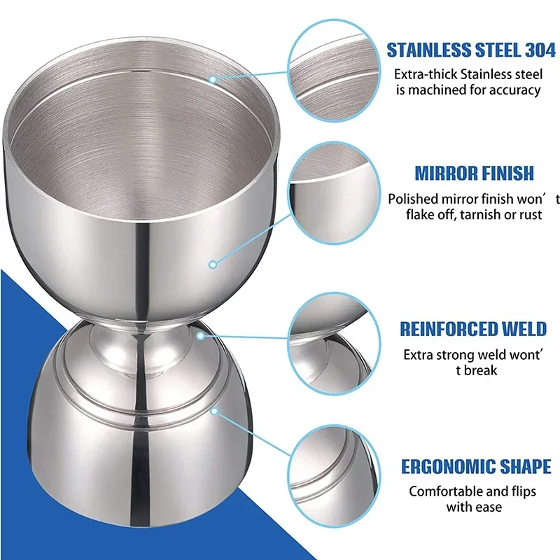 Stainless Steel Cocktail Measuring Jigger, Double Jigger with Measurements inside, 1Oz / 2Oz Bell Jigger for Bartending