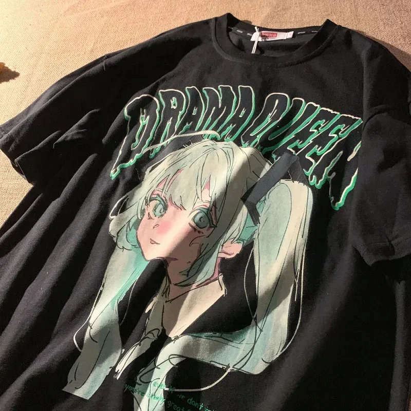 Camiseta de manga curta feminina, blusa Harajuku Kawaii, blusas de fada anime, moda streetwear, roupas de verão, Y2k