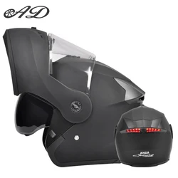 AD fashion LED taillights motorcycle helmet for both men and women, dual mirror riding full helmet for safe travel