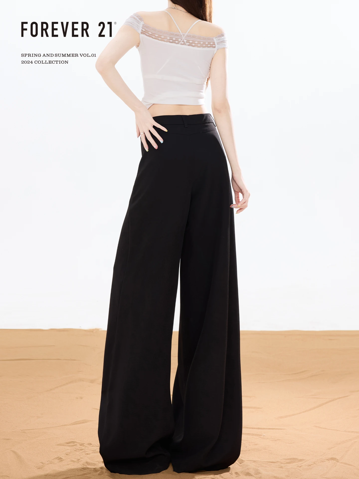 High Waist Wide Leg Suit Pants Women's Loose Casual Trousers Black Pear Shape Forever 21 Vintage Loose Casual Pants