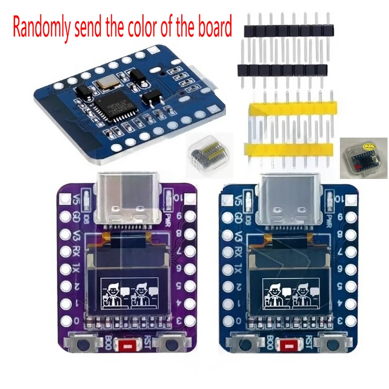 ESP32-C3 OLED  with 0.42 inch OLED module ceramic antenna ESP32 supermini development board wifi Bluetooth Randomly send colors