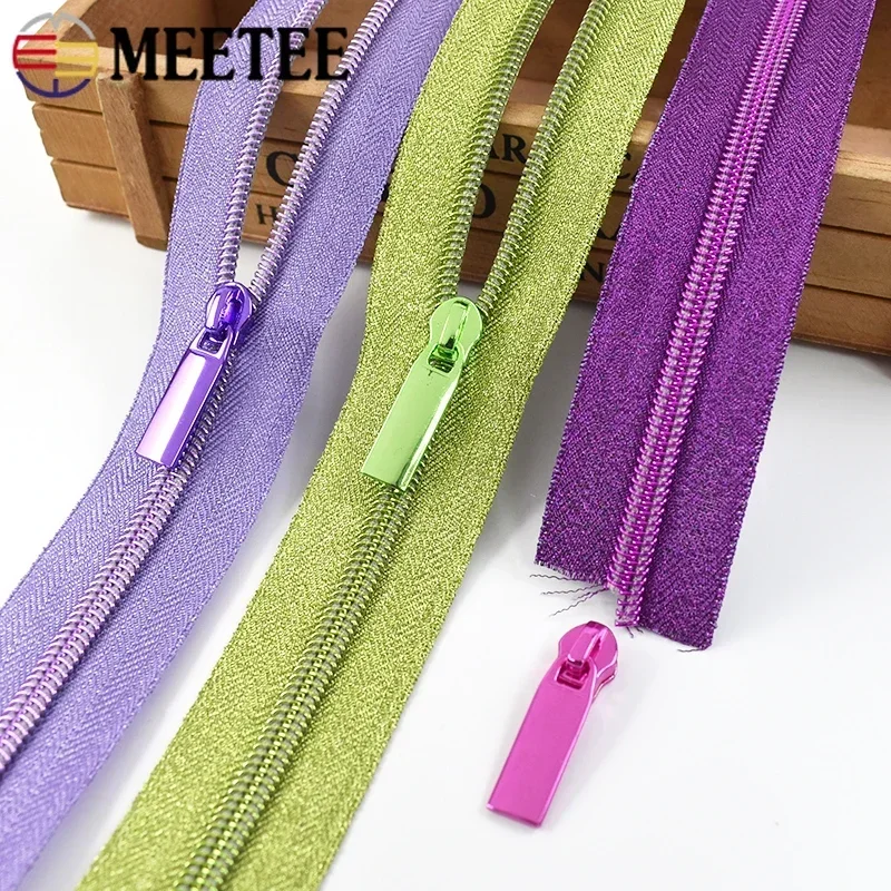 1/2/3/5/10M 5 #   Nastro con cerniera in nylon con cursori Zip a spirale in plastica per borse da cucito Decorazioni per vestiti Kit di riparazione cerniere Accessori fai da te