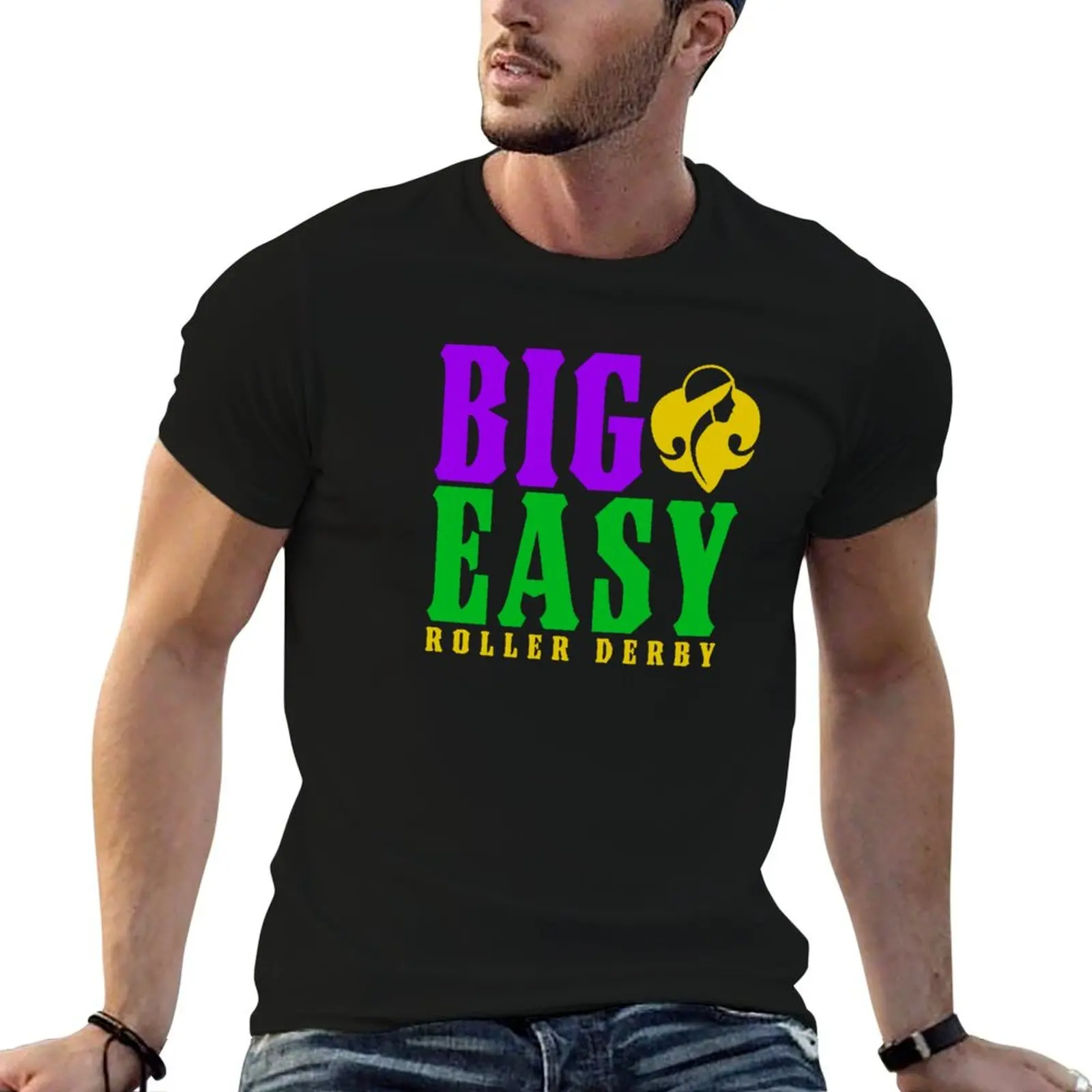 

Big Easy Roller Derby - Mardi Gras colors T-Shirt customs cheap stuff graphic t shirt vintage quick-drying mens cotton t shirts