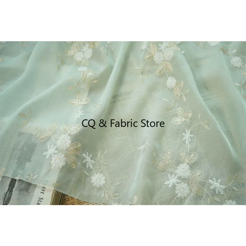 Soft flwoer Embroidered Floral Lace Fabric for Women's Dresses Skirt Apparel Sewing Fabric 1 Meter