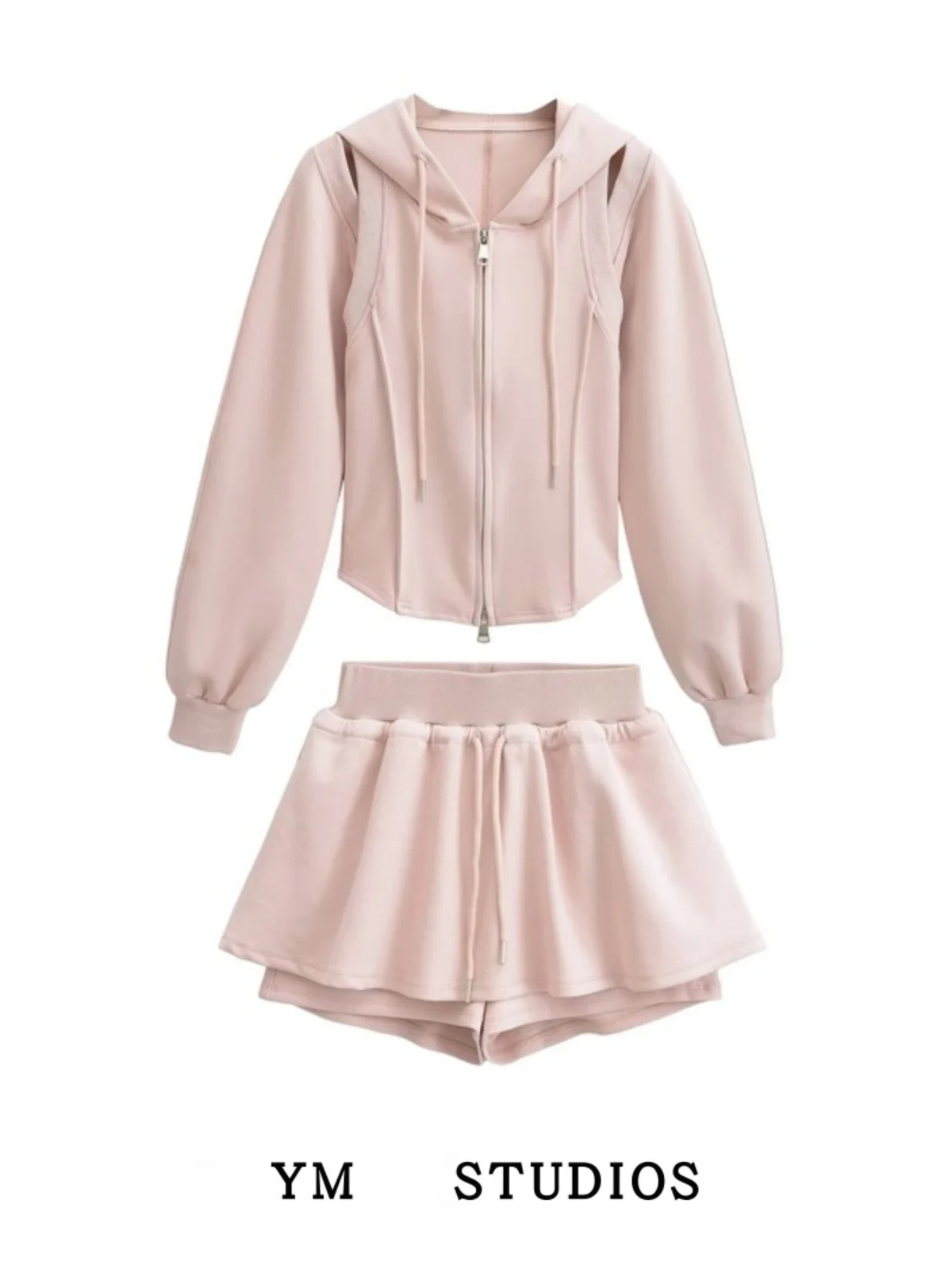 

Толстовка с двойной молнией College Sle, облегающая толстовка с капюшоном Jaet Lulu Sports Hem ort Pants Юбка Брюки Long Sve Zipper