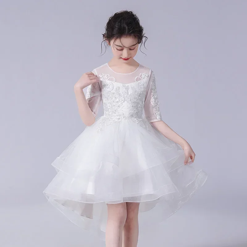 Kids Girl Luxury Evening Prom Gala Dresses Woman Christmas  Wedding Elegant Party White From 6 8 To 10 12 Years Old Long Costume