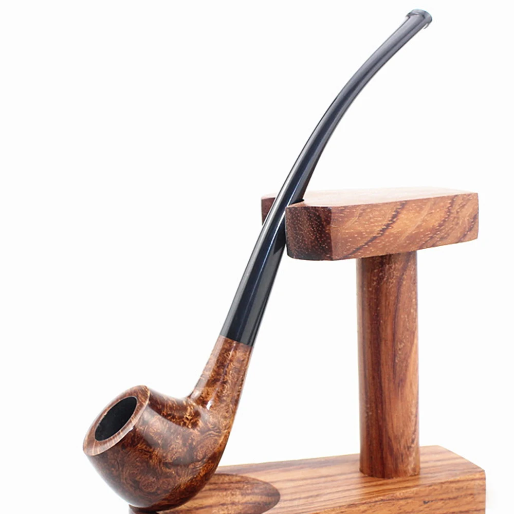 

Handmade briar tobacco pipe classic curved handle church pipe acrylic pipe mouth 3mm pipe channel solid wood pipe length 172mm