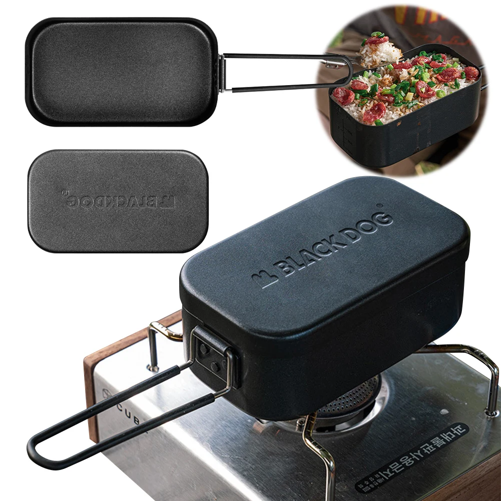 

800ml Outdoor Lunch Box with Folding Handle Camping Lunch Box Picnic Lunch Box Cooking Food Container Camping Travel Cookware