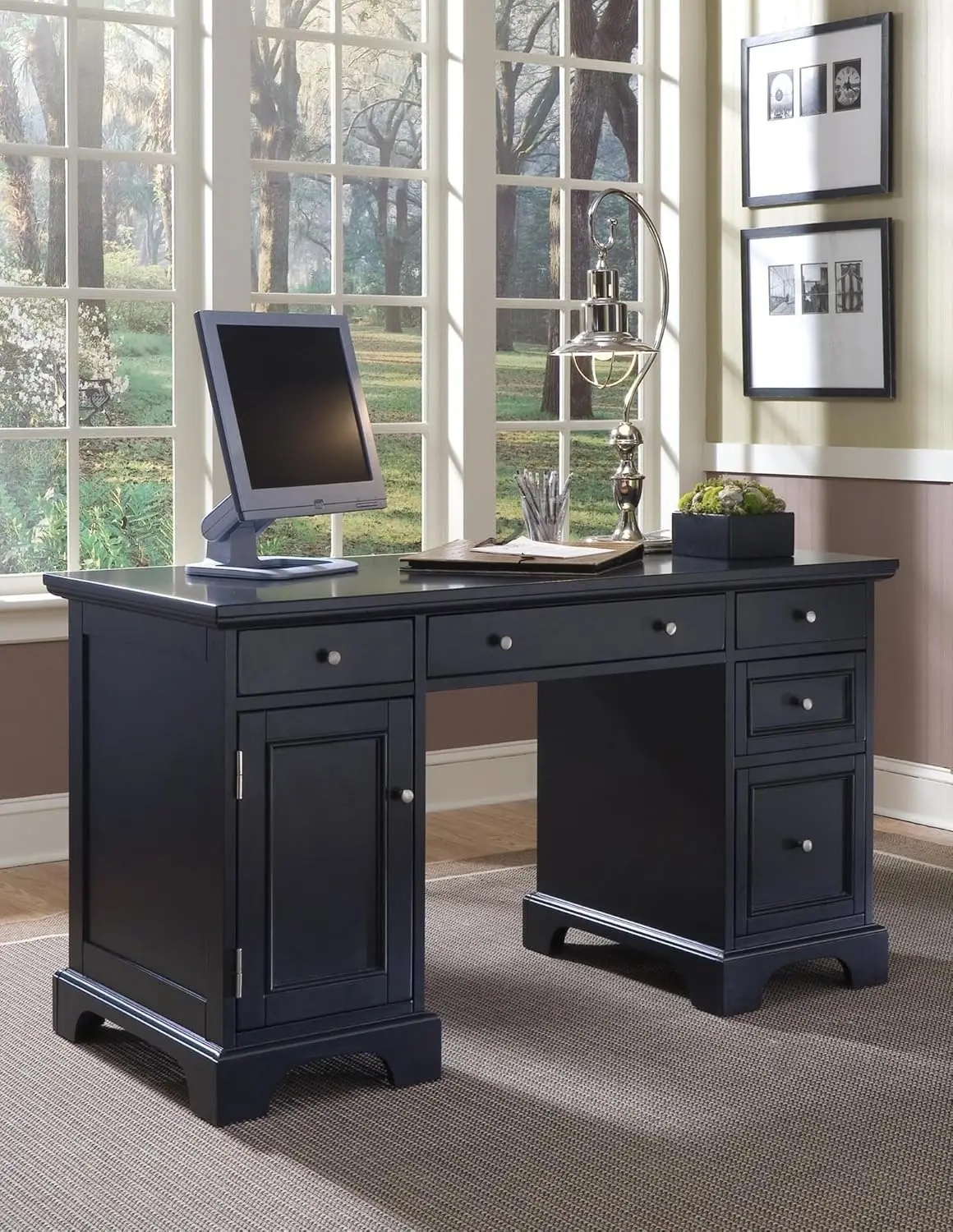 

Bedford Black Pedestal Desk by Home Styles