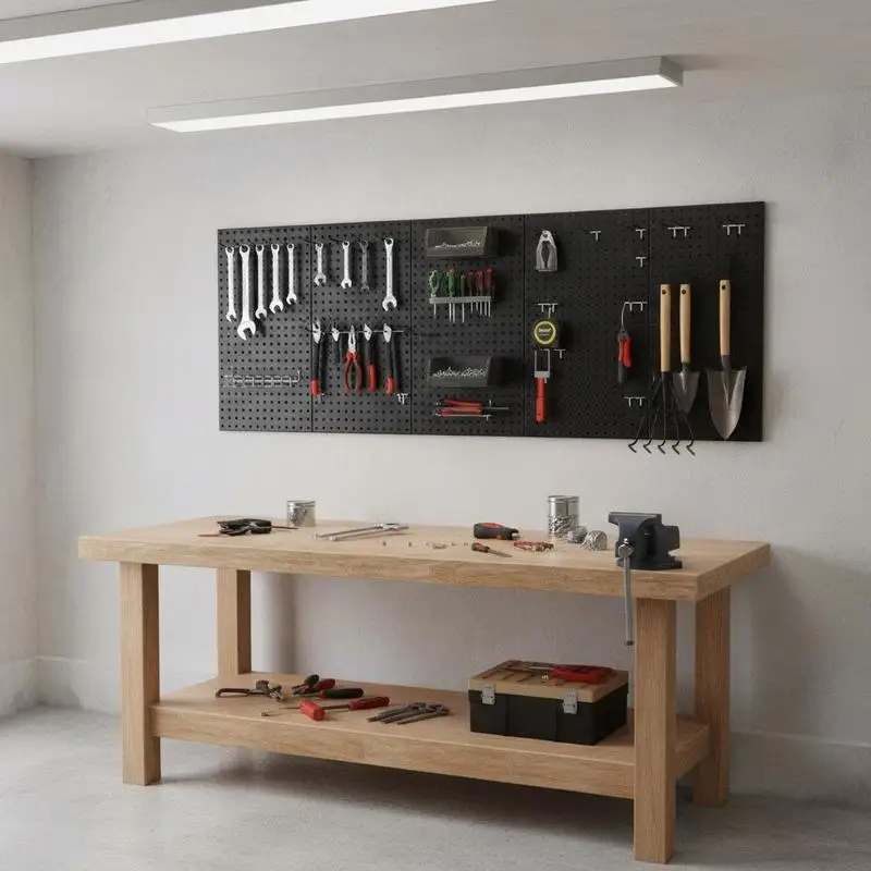 

Steel Wall Organizer Boards 36" x 24" For Garage Workshop Office, Heavy Duty Metal Storage Panels Modular Design Black Finish