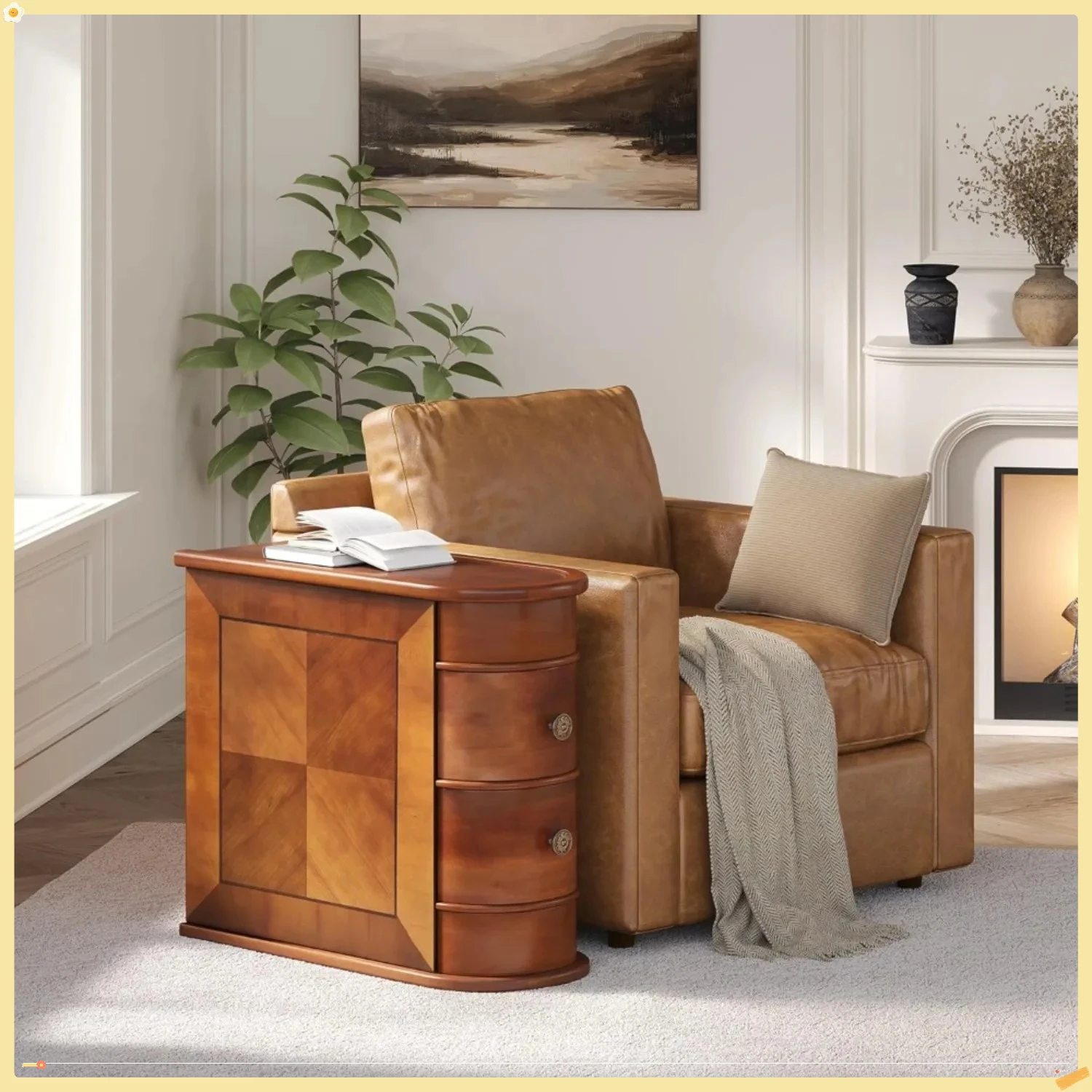 Набор торцевых столиков из 2 шт., сборка не требуется. Деревянный торцевой столик с 2 ящиками, приставной столик для дивана для гостиной.