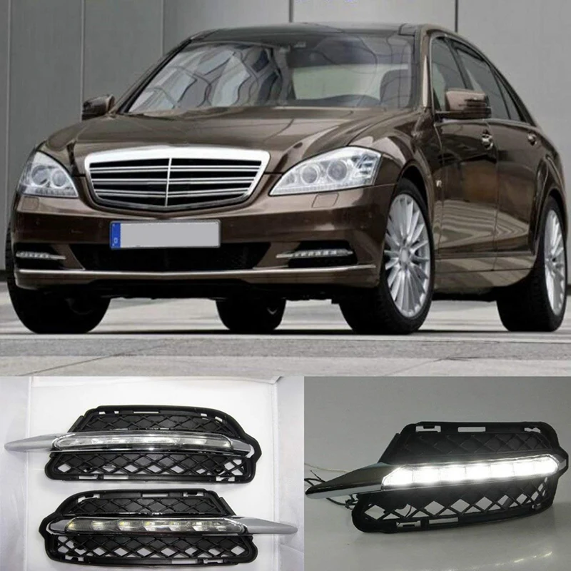 

2218201756 2218201856 Fog Light Grille With Light LED Daytime Running Light Grille Kit For Mercedes-Benz S-Class W221