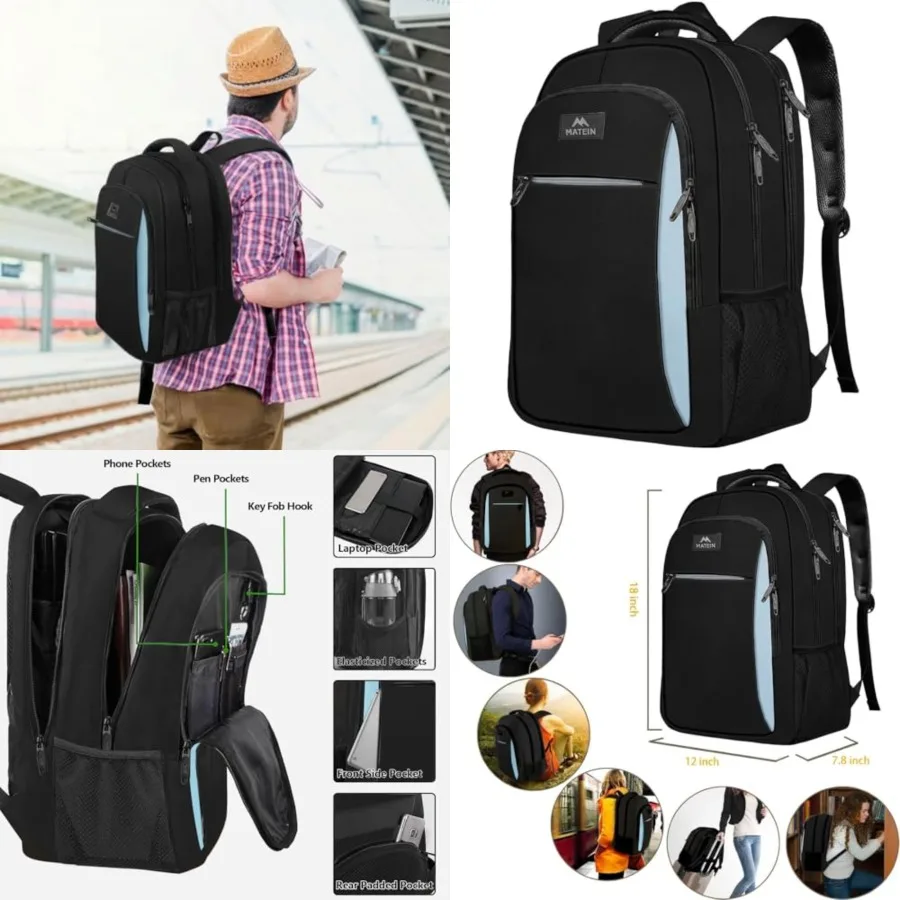 

Travel Laptop Backpack for Men, Busess Anti Theft Slim Sturdy Laptops Backpack, Water Resistant College Computer Bag Gift for W