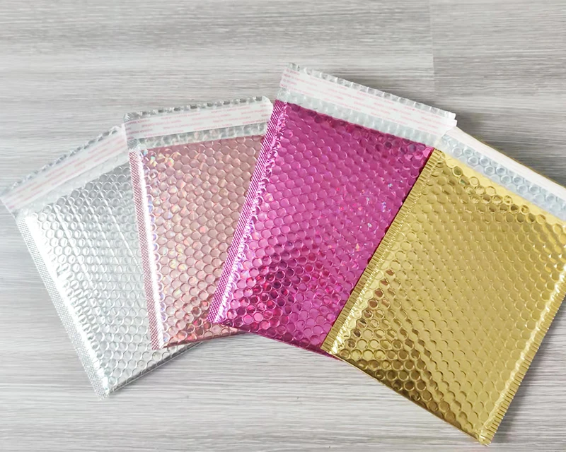 10PCS Metallic Padded Envelopes Wedding Gift Bags Foil Postal Envelopes Padded Shipping Mailing Envelopes Packaging Bags