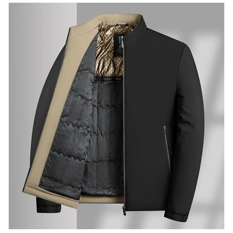 

Осенние и зимние куртки для мужчин, модные деловые повседневные кардиганы с воротником-стойкой и молнией