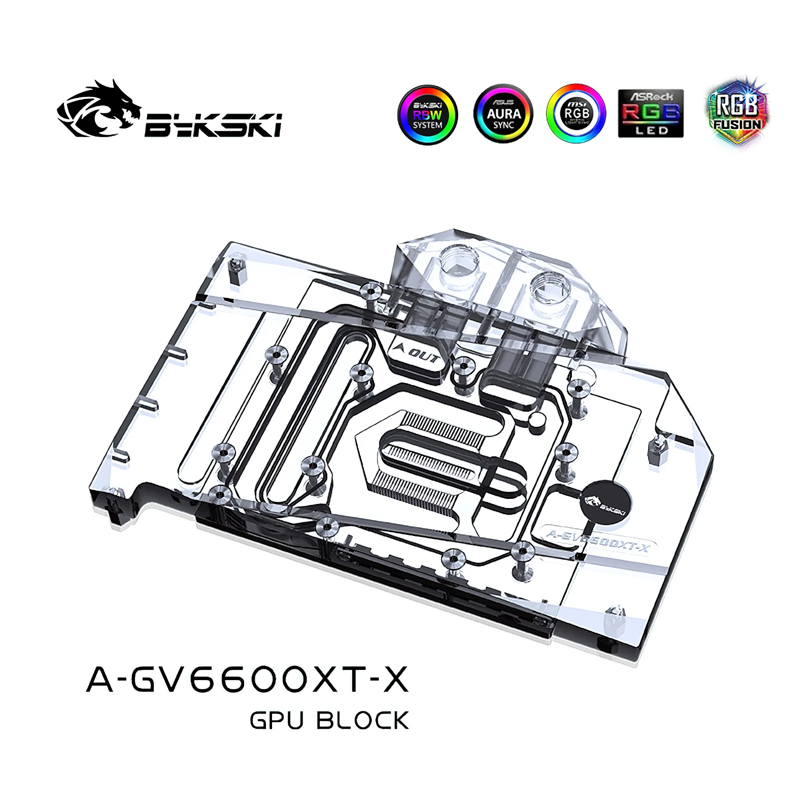 Bykski Full Cover RGB GPU Блок водяного охлаждения Кулер для GIGA RX6600XT EAGLE A-GV6600XT-X