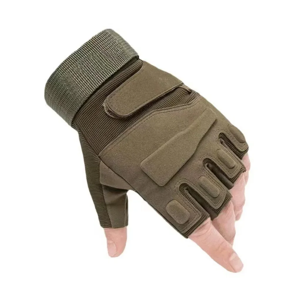 1Pair Outdoor Tactical Airsoft Gloves Half Finger Anti-slip Combat Shooting Hunting Camping Fitness Fingerless Anti-cut Gloves