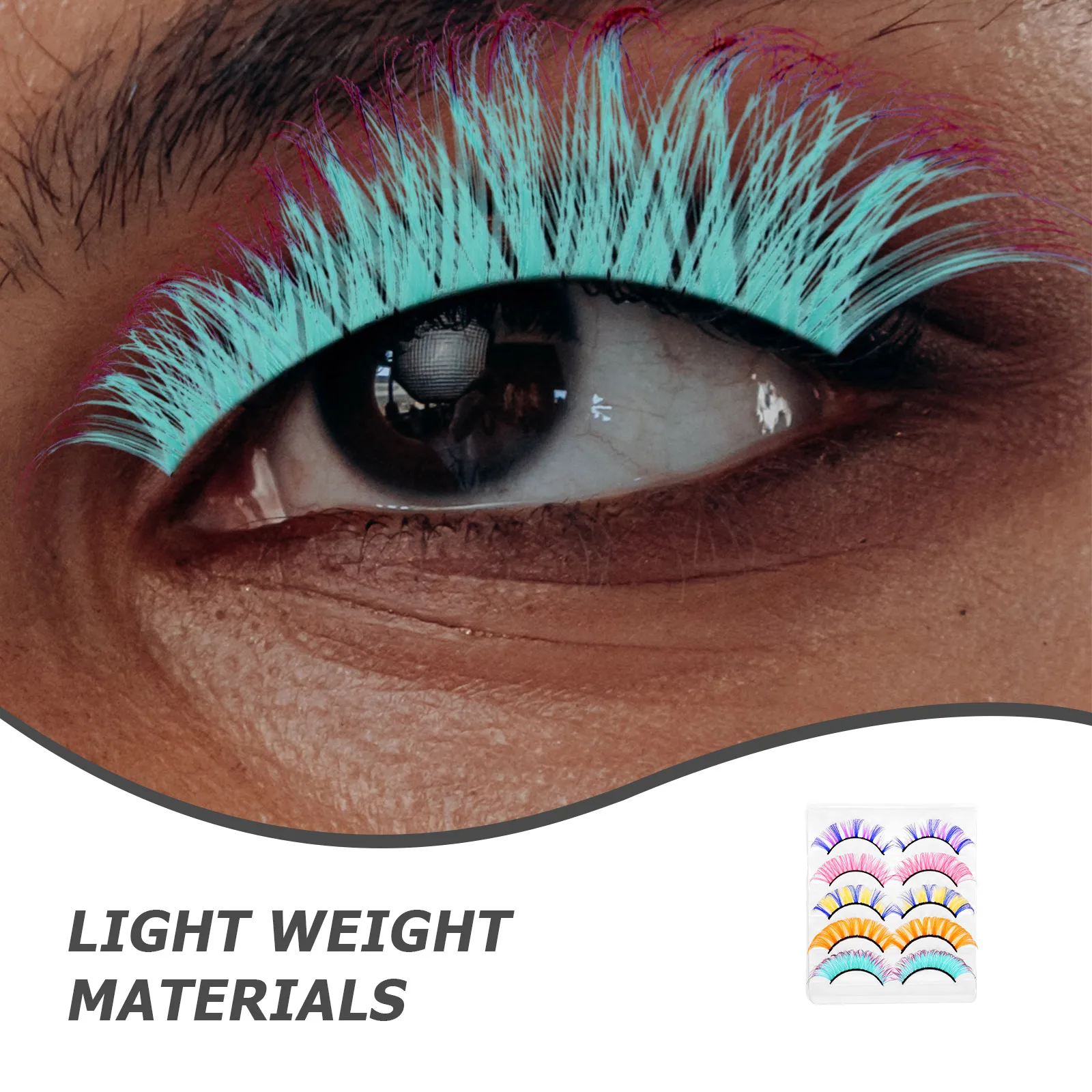 5 أزواج من الرموش الصناعية الملونة مجعدة وخفيفة الوزن وسهلة الاستخدام وملحقات فردية للنساء والفتيات وإكسسوارات المكياج هدية #6