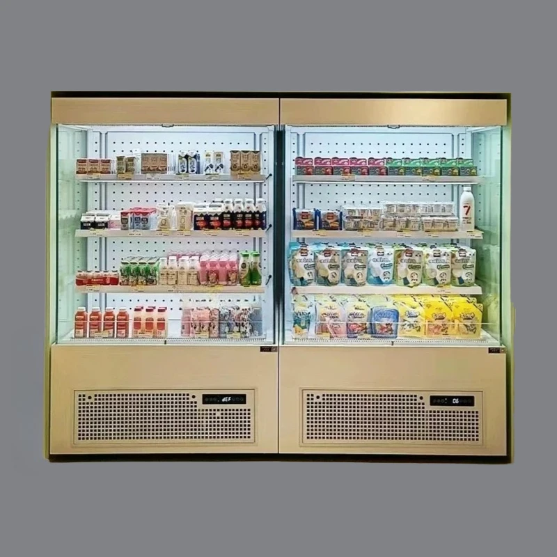 

53 Супермаркет Йогурт Вертикальная холодильная витрина Шкаф с открытым воздушным охлаждением Шкаф для хранения свежести Коммерческая морозильная камера