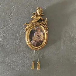 Tabletop Wall Mounted Photo Frame Resin Cherub Figurines European Style Baroque Photo Frame Ornate Picture Frame for Bedroom