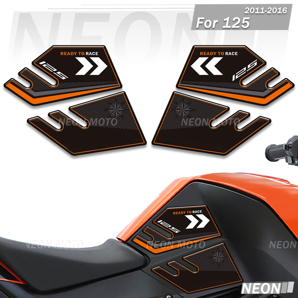 

For 125 2011-2016 Motorcycle 3D Tank Pads, Anti-Slip Side Grips Gas Fuel Oil Knee Protector Stickers Decals Kit