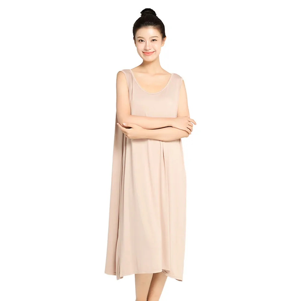 3XL-6XL Large Sleep Dress For Women Summer Female Sleepwear Modal Bamboo Fiber Thin Nightdress 2023 Sleeveless Nightgown