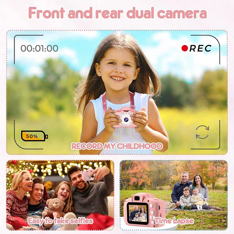 Cámara de juguete Digital de 2000W para niños, minicámara de Selfie, Pixel HD, juego educativo para niños, regalos de Navidad y cumpleaños