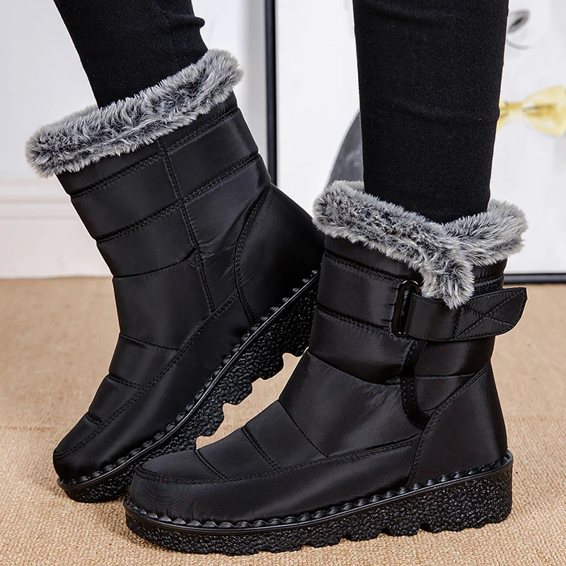 

Snow Boots Woman 2025 Trend Women Shoes Waterproof Shoes Women Flat Ankle Boots Plush Botas Mujer Women's Winter Shoes Boots