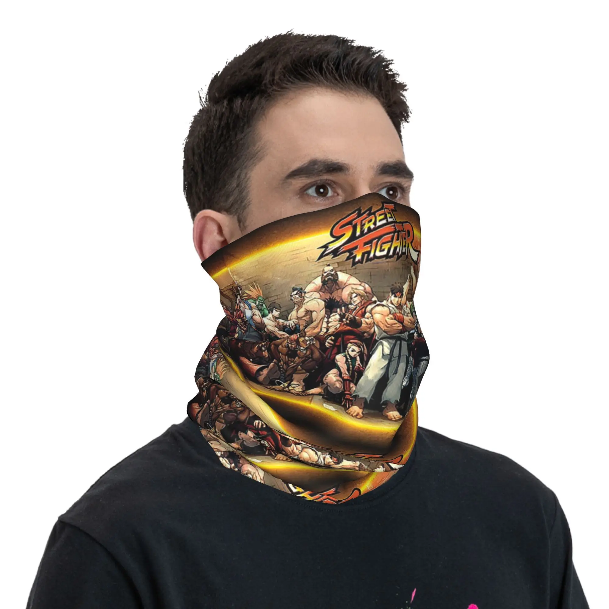 Бандана с побежденными портретами Super Street Fighter, шарф на шею с принтом, теплая повязка на голову для верховой езды для мужчин, женщин, взрослых, моющаяся