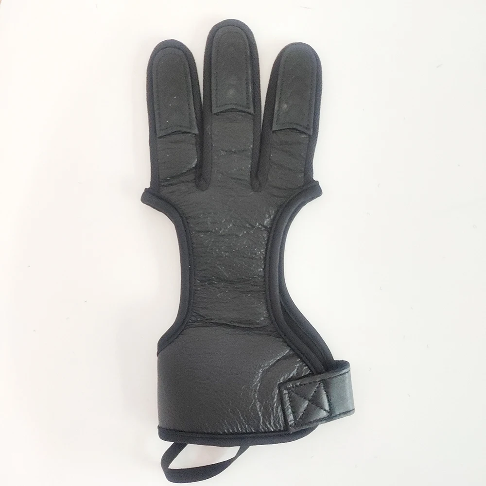 Quality New 3 Finger Gloves Leather In Black High Elastic Hand Protection Archery Protective Gloves for Hunting Shooting