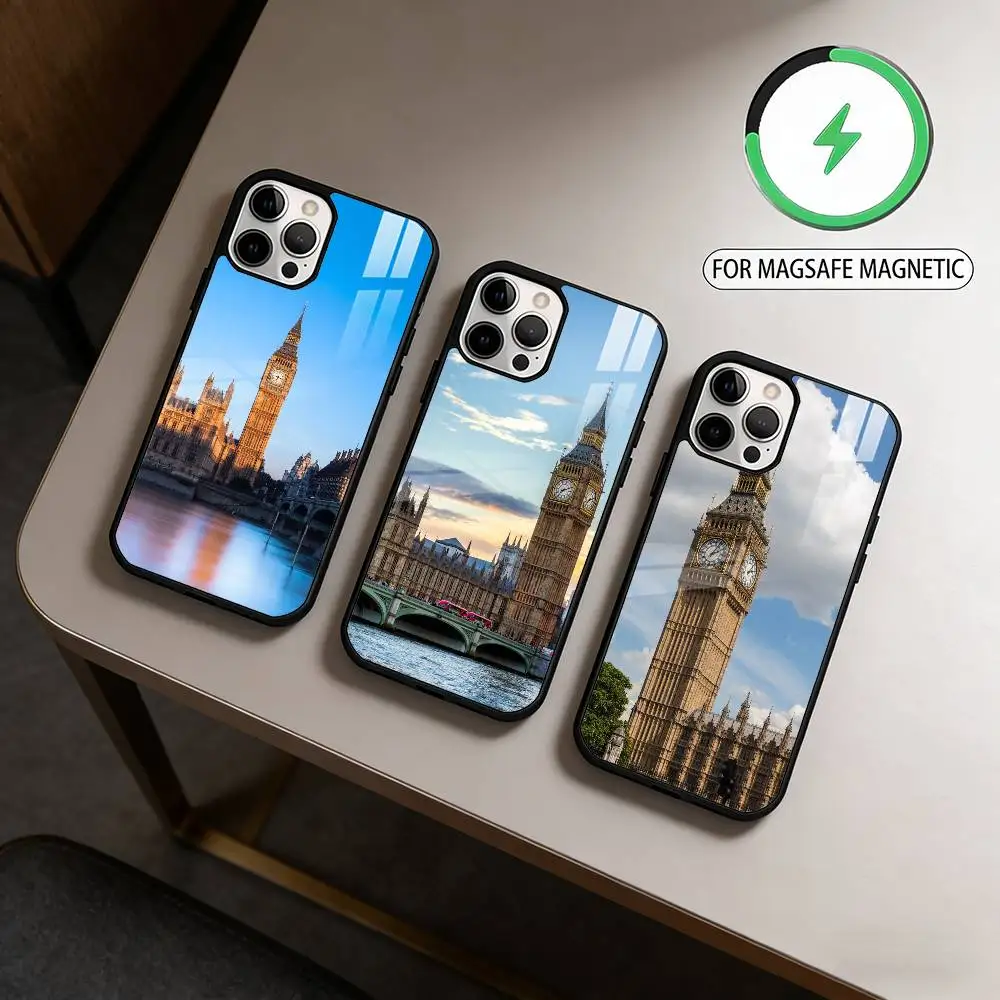 

L-London B-Big B-Ben Magnetic For Magsafe Wireless Charging Phone Case For iPhone17,16,15,14,13,12,11 Plus,Pro Max