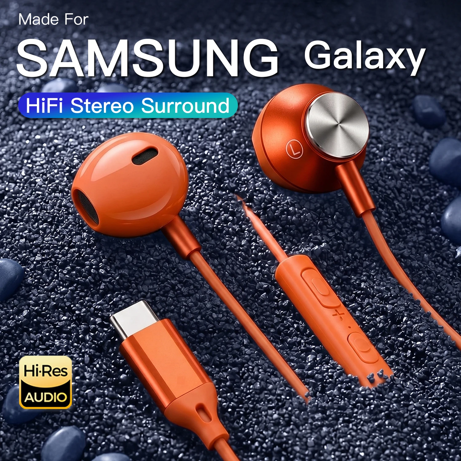 For Samsung Type C Wired Headphones HiFi Surround Sound Earphones For Samsung Galaxy S26 S25 S24 S23 S22 Xiaomi In Ear Headsets
