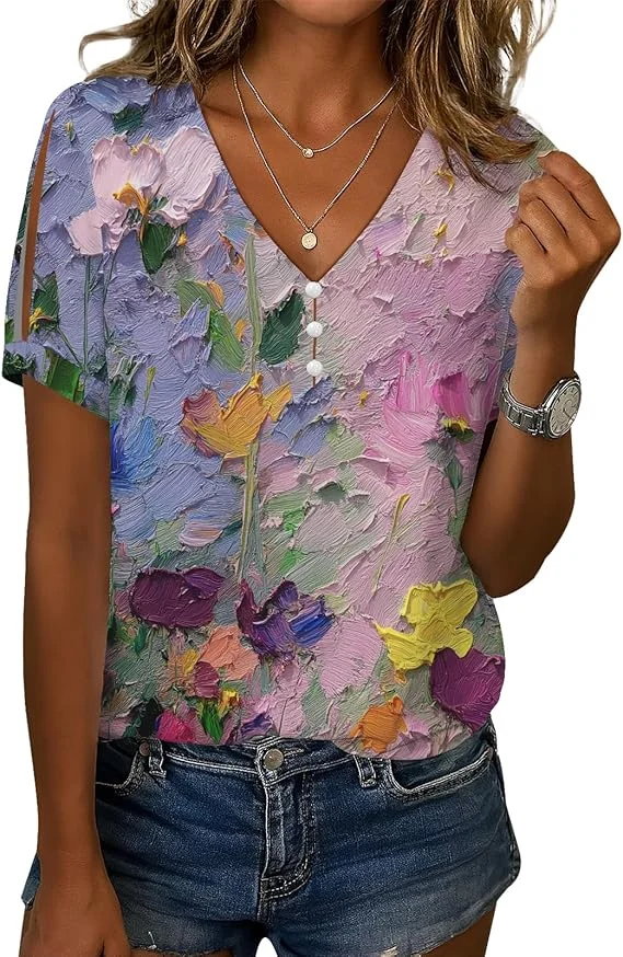 2025 Camicia da donna allentata di nuovo stile Camicia da lavoro casual Camicia da donna estiva in bianco e nero versatile con scollo a V e bottoni di perle