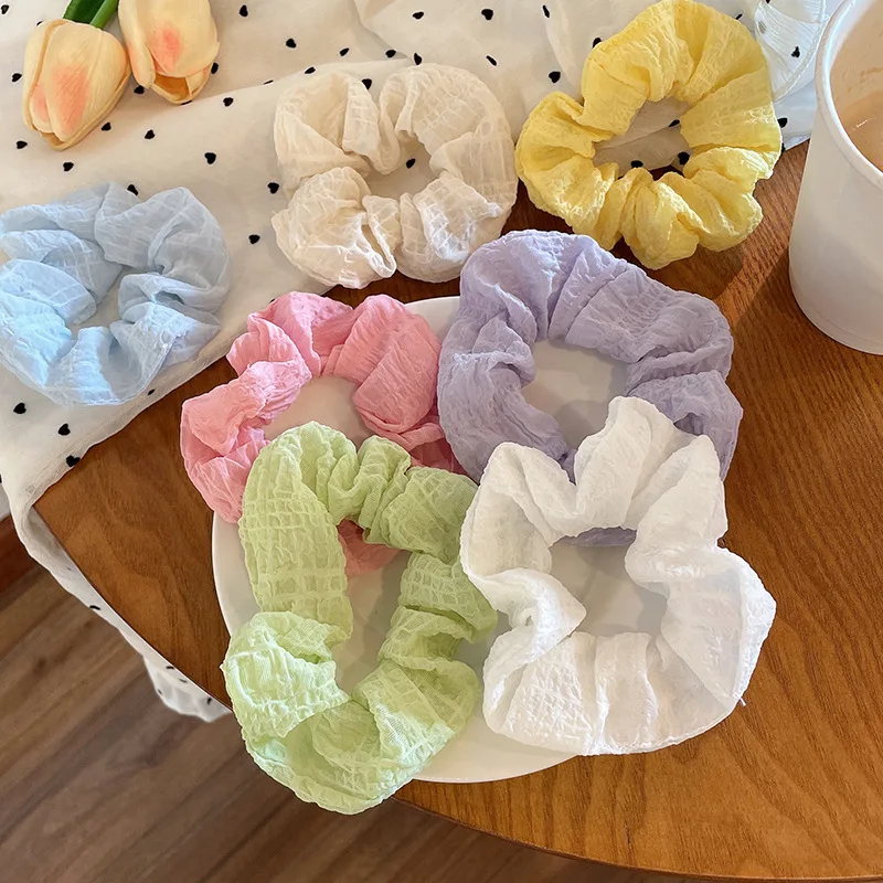 7pcs/set Candy Color Hair Scrunchies for Women Girls Cute Elastic Hair Ties Bands Headband Rubber Bands Hair Accessories