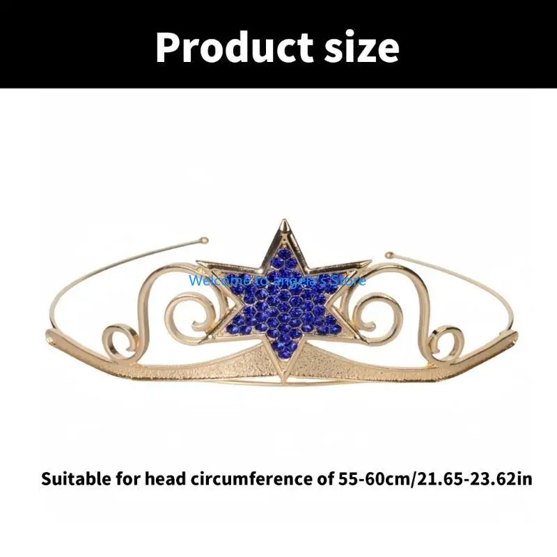 X4YC Sang Trọng Thái Tóc Vòng Hạng Nặng Sinh Nhật Thanh Lịch Cuộc Thi Hexagram Pha Lê Cô Gái Cưới Trang Phục Mũ Đợi Đầu Đa Năng