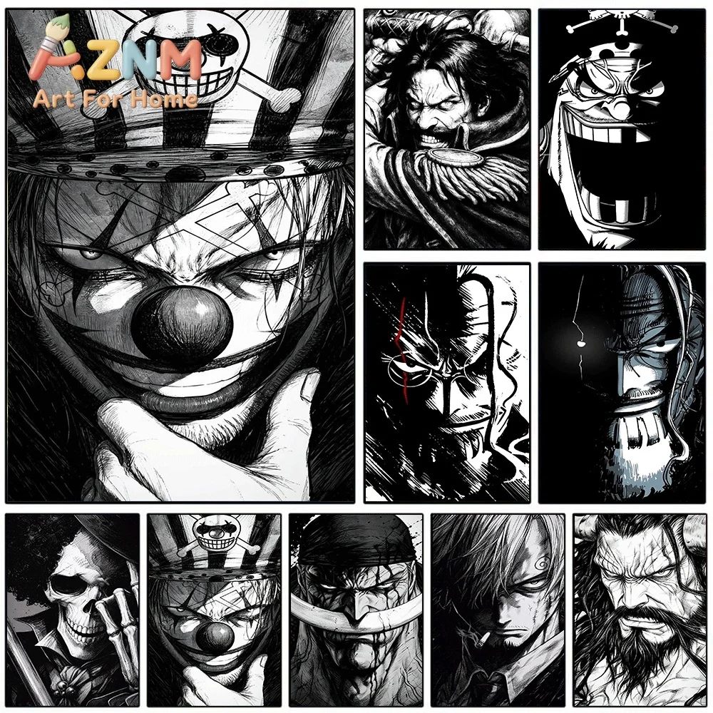 One Piece Buggy The Clown Anime Collage Canvas Wall Art Unframed Single Canvas Print Wall Poster For Bedroom Living Room Home