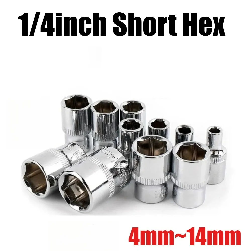 1/4Inch Drive 4 4.5 5 5.5 6 6.5 7 7.5 8 9 10 11 12 13 14mm Ratchet Wrench Socket Head Sleeve Double End Hand Tools