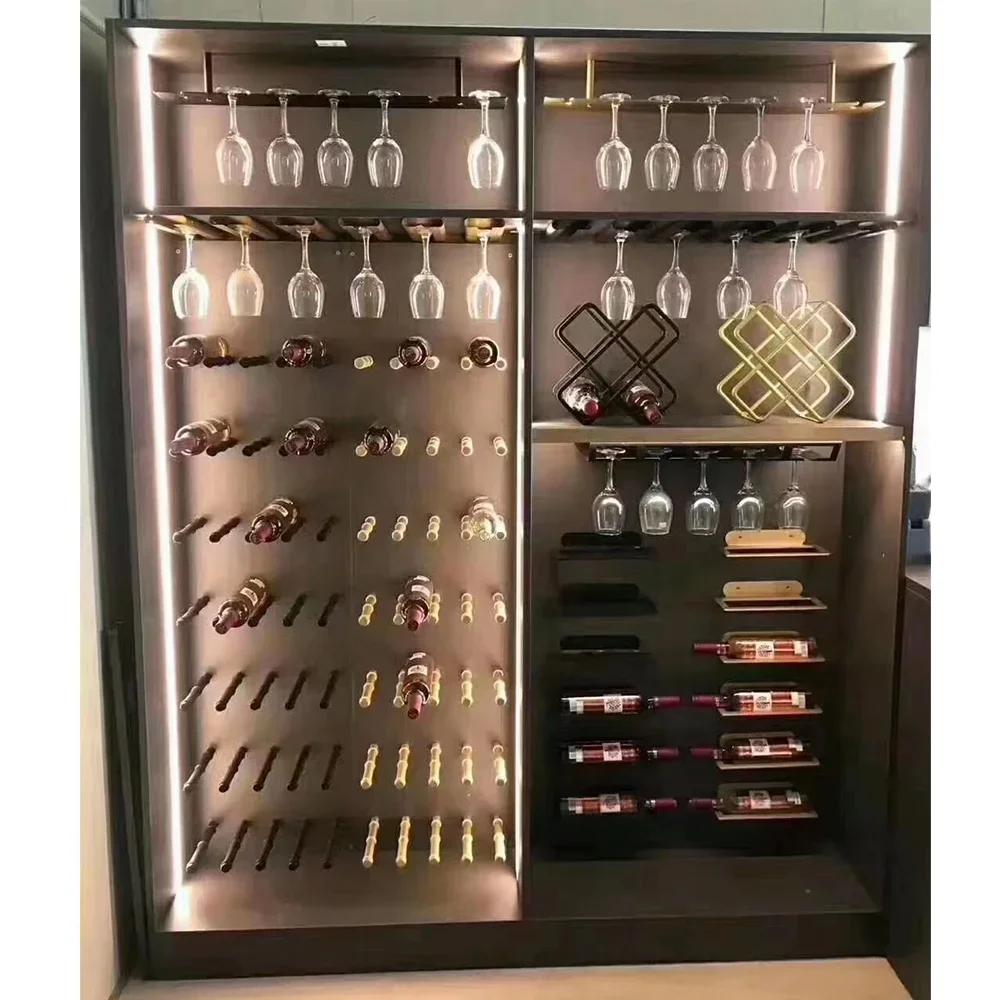 Cantina per mobili da bar di fascia alta con design OEM personalizzato, espositore per mobili, in acciaio inossidabile, per soggiorno