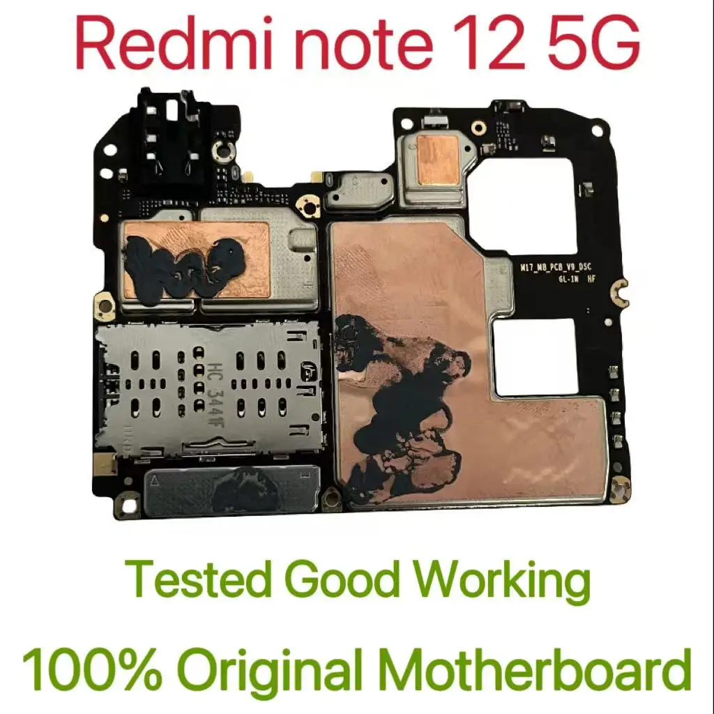 Global Version Original Unlocked Motherboard for Redmi note 12 5G Tested Circuit Plate Main Logic Board for Redmi note 12 5G