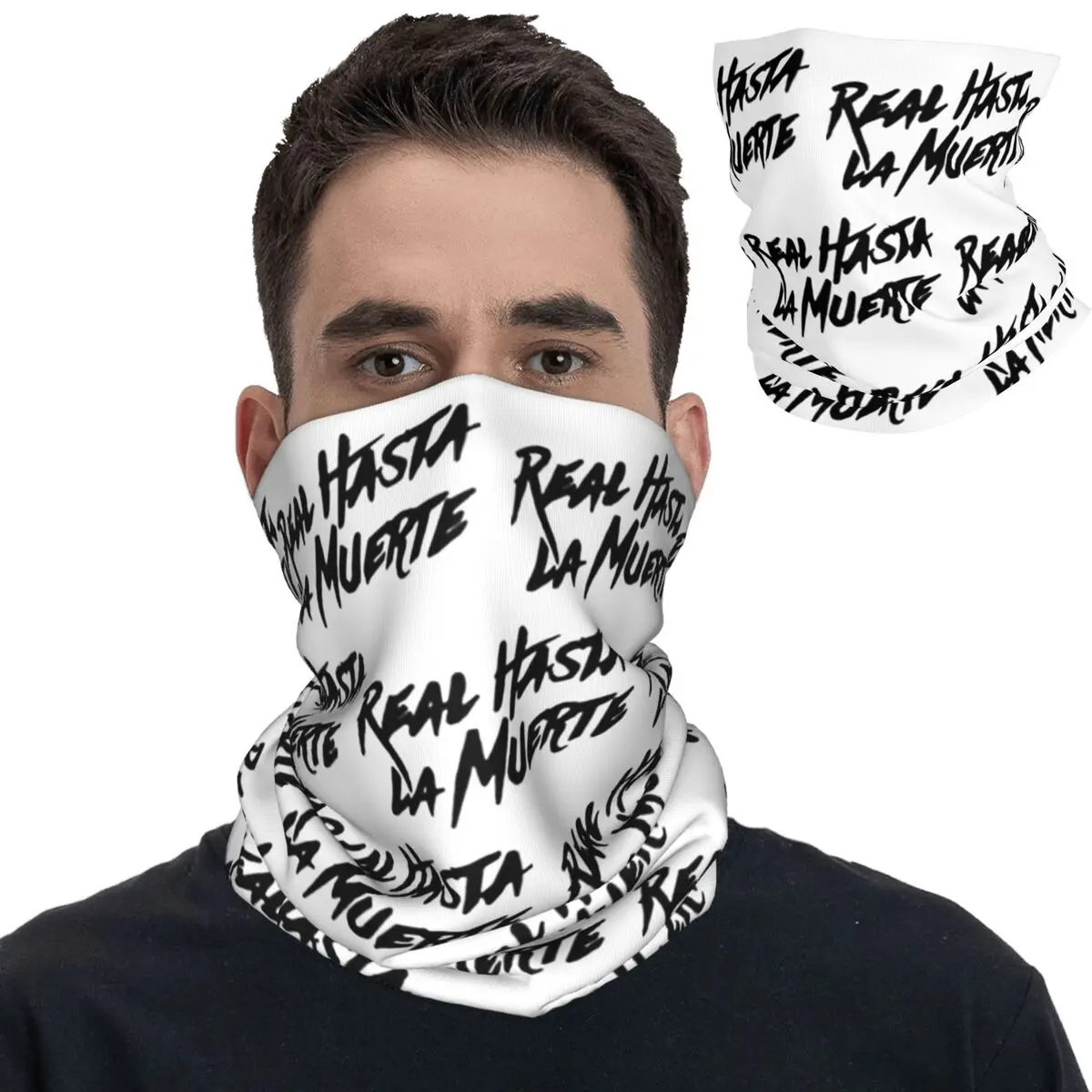 Real Hasta La Muerte Hip-hop Anuel AA Bandana Neck Gaiter Printed Mask Scarf Warm Balaclava Running Men Women Adult Breathable