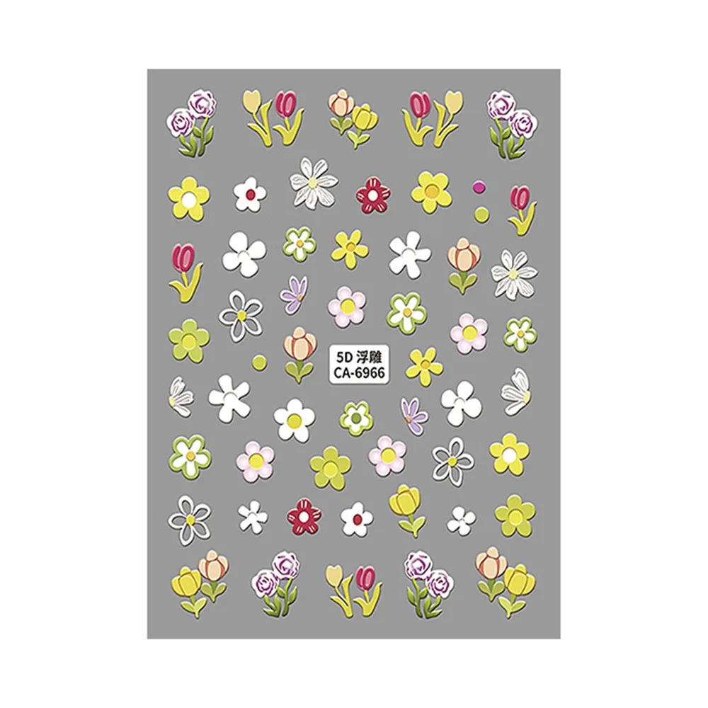 

Весенняя картина маслом, цветок гибискуса, наклейка для ногтей, 5D маленький цветок, рельефный акриловый декор для ногтей, весенний цветок с гравировкой