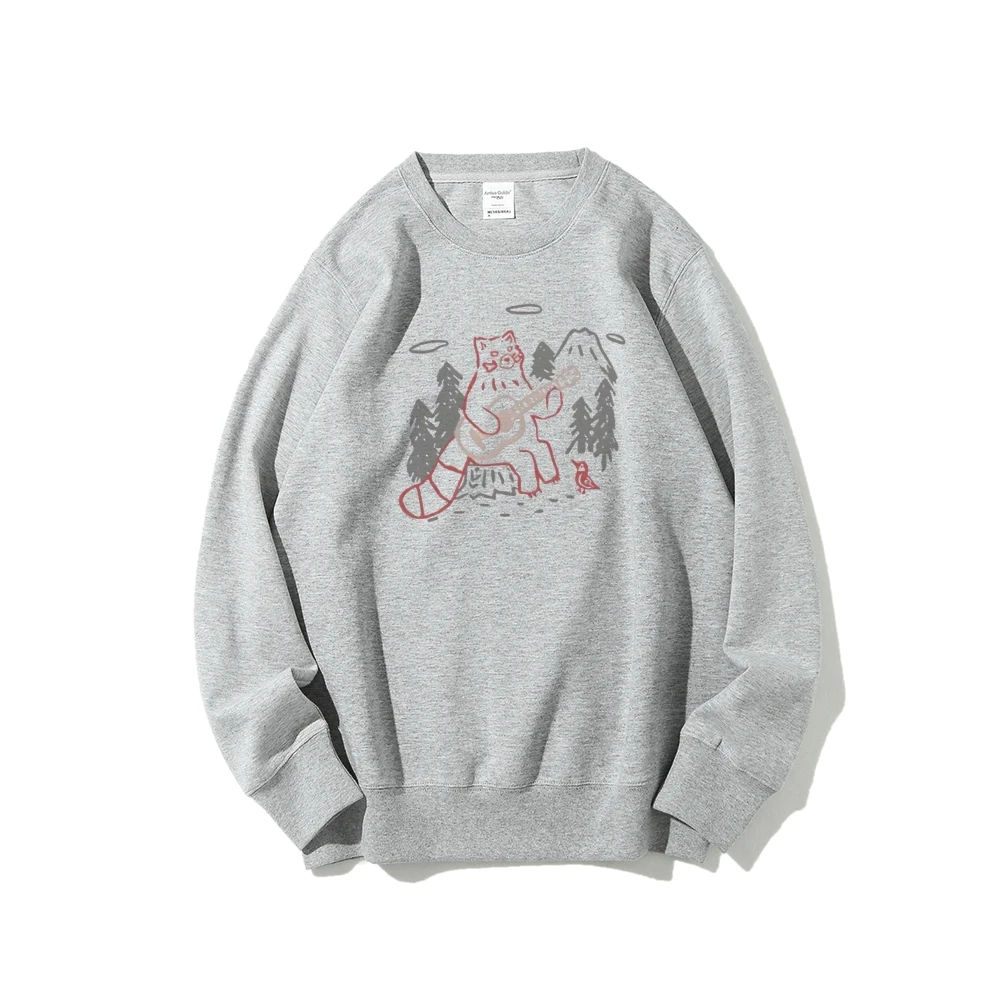 Unisex Sweatshirt  Long Sleeves Casual Hoodies Stylish Pullover Daily Wear Multiple Colors Versatile  Guitar Forest Raccoon