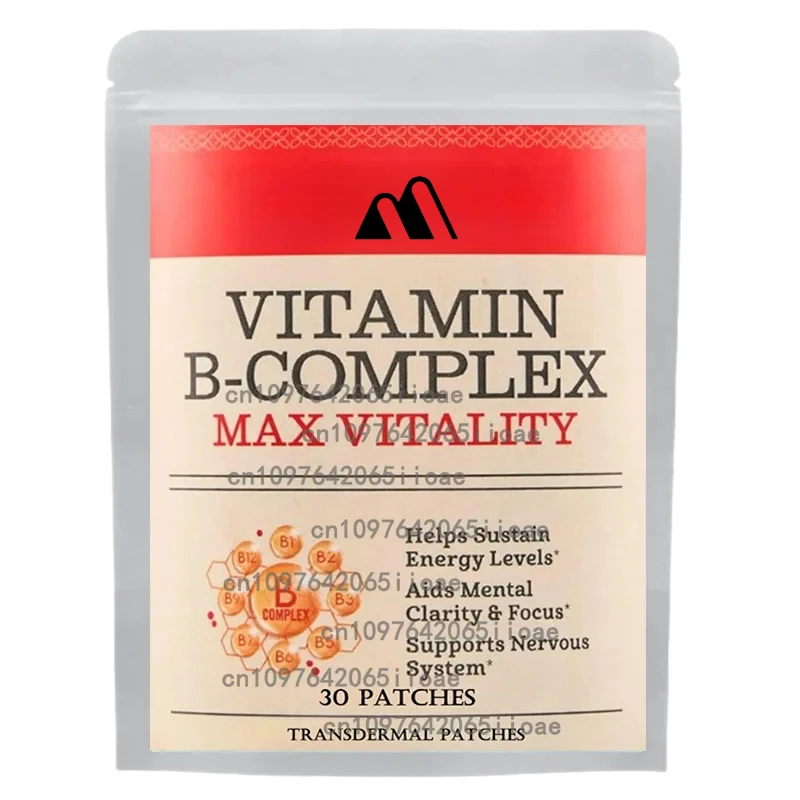 رقع فيتامين ب المعقدة عبر الجلد B1، B2، B3، B5، B6، B12، D-বায়োটين وحمض الفوليك، تدعم الطاقة الخلوية والواضح العقلية